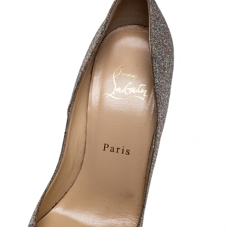 Pre Owned Christian Louboutin Glitter Fabric So Kate Pointed Toe Pumps Size 38.5