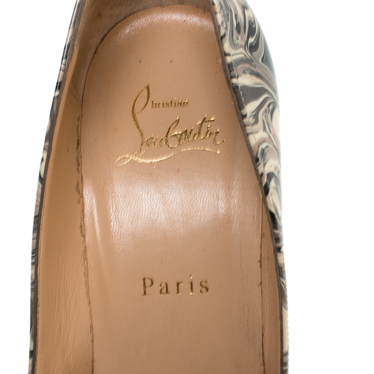 Pre Owned Christian Louboutin Multicolor Printed Patent Leather Pointed Toe So Kate Pumps Size 39