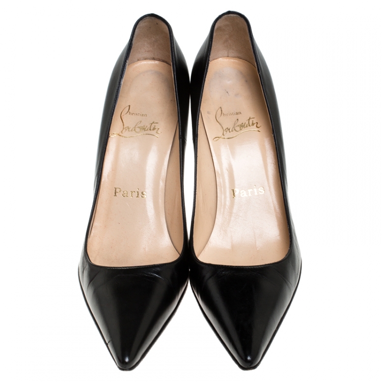 Pre Owned Christian Louboutin Black Leather Decollete 554 Pumps Size 37
