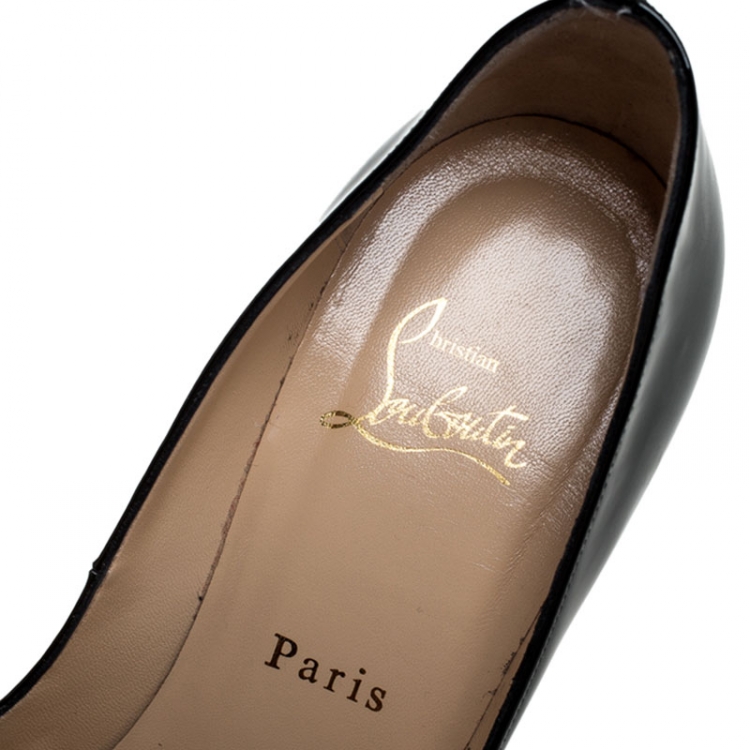 Pre Owned Christian Louboutin Black Patent Leather New Very Prive Peep Toe Pumps Size 39