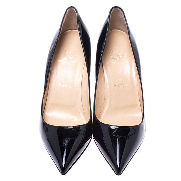Pre Owned Christian Louboutin Black Patent Leather So Kate Pointed Toe Pumps Size 38.5