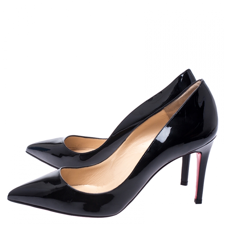 Pre Owned Christian Louboutin Black Patent Leather So Kate Pointed Toe Pumps Size 38.5