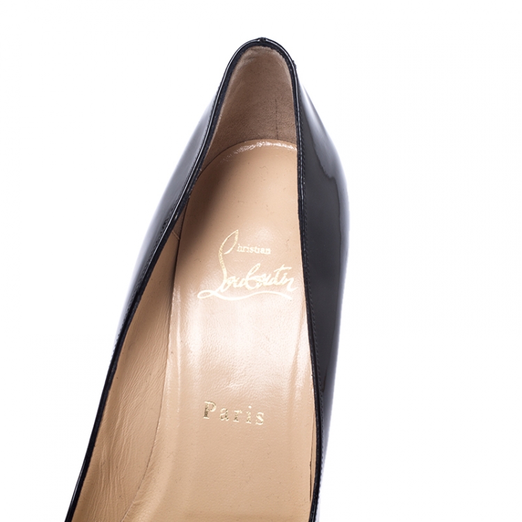 Pre Owned Christian Louboutin Black Patent Leather So Kate Pointed Toe Pumps Size 38.5