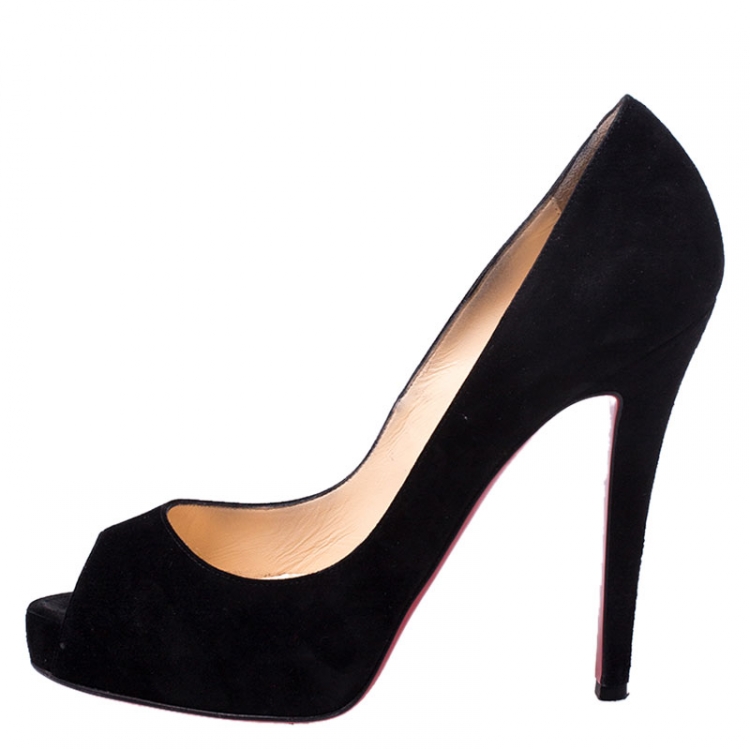 Christian Louboutin Black Suede Hyper Prive Peep Toe Platform