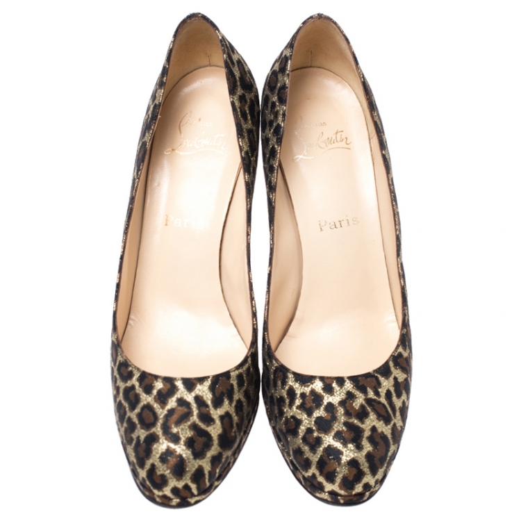 Pre Owned Christian Louboutin Multicolor Leopard Print Brocade Neofilo Platform Pumps Size 41