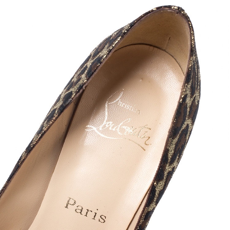 Pre Owned Christian Louboutin Multicolor Leopard Print Brocade Neofilo Platform Pumps Size 41