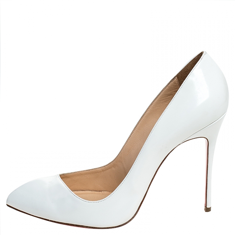 Pre Owned Christian Louboutin White Leather Corneille Pointed Toe Pumps Size 41