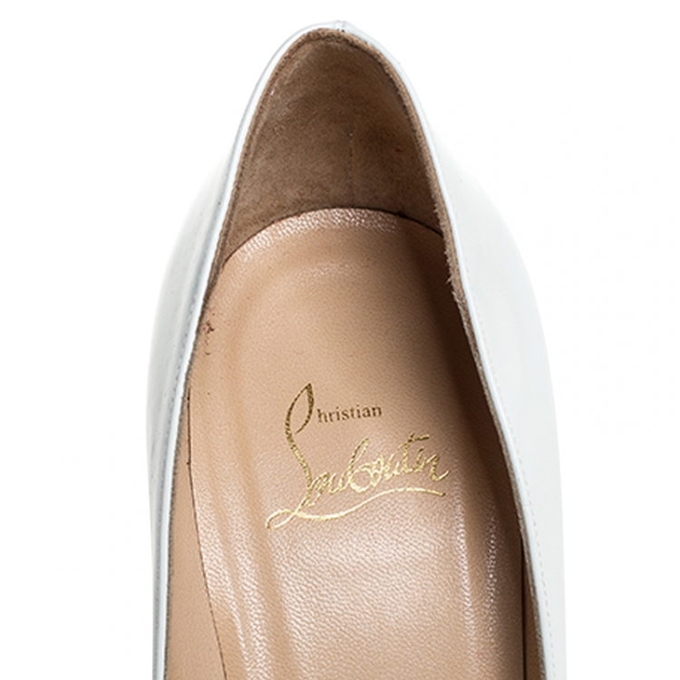 Pre Owned Christian Louboutin White Leather Corneille Pointed Toe Pumps Size 41