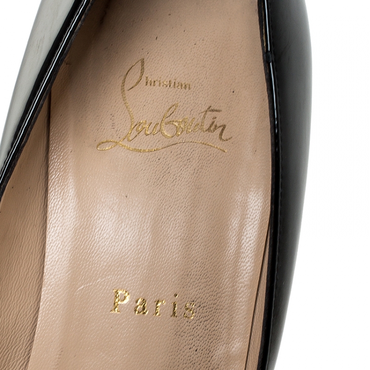 Pre Owned Christian Louboutin Black Patent Leather And Suede Maggie Platform Pumps Size 38.5