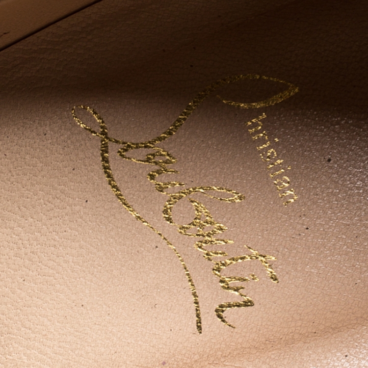 Pre Owned Christian Louboutin Green Satin And Mirror Plastic Prive Mosaic Peep Toe Pumps Size 41
