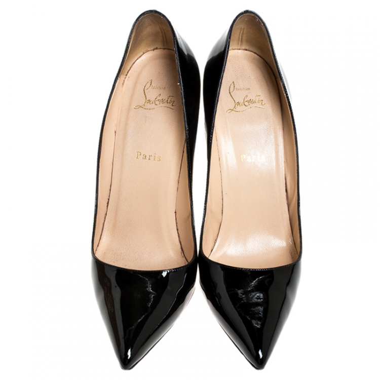 Pre Owned Christian Louboutin Black Patent Leather Pigalle Pointed Toe Pumps Size 41