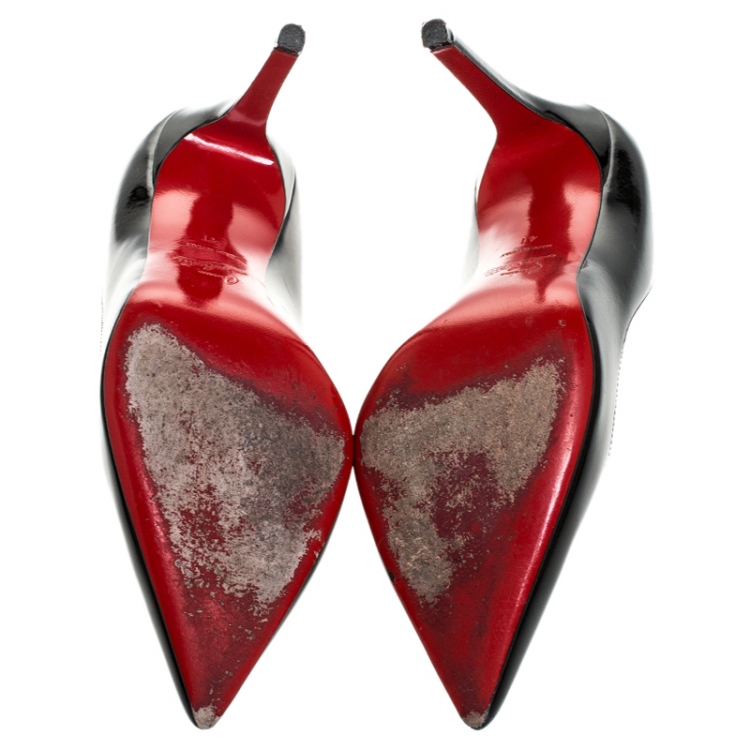 Pre Owned Christian Louboutin Black Patent Leather Pigalle Pointed Toe Pumps Size 41