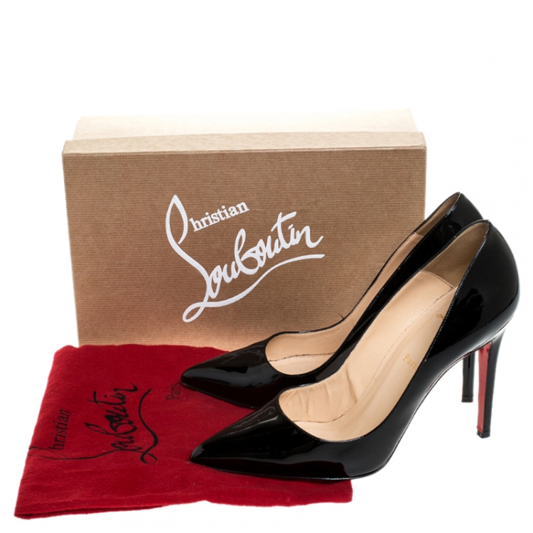 Pre Owned Christian Louboutin Black Patent Leather Pigalle Pointed Toe Pumps Size 41