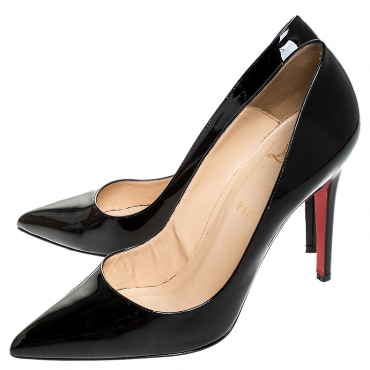 Pre Owned Christian Louboutin Black Patent Leather Pigalle Pointed Toe Pumps Size 41