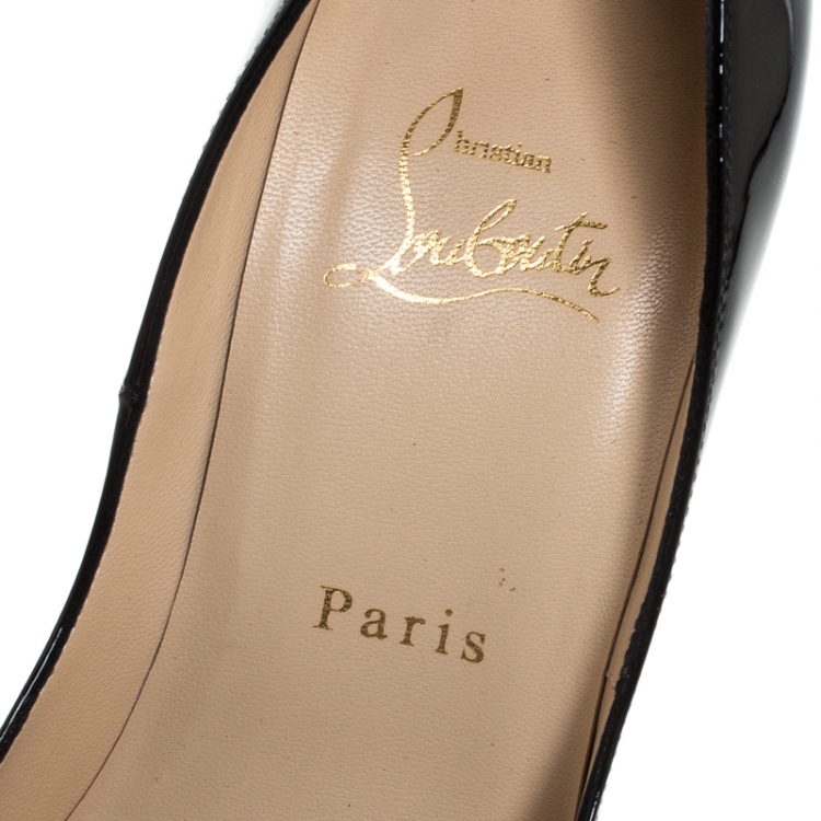 مملوكة مسبقًا Christian Louboutin Black Patent Leather Lady Peep Platform Pumps Size 36