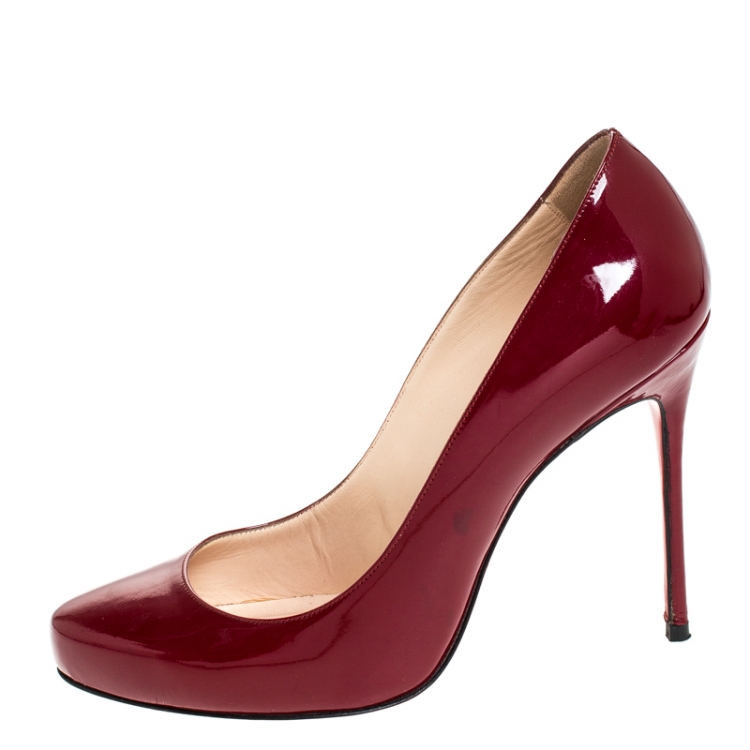 Christian Louboutin Red Patent Leather Simple Pumps Size 38