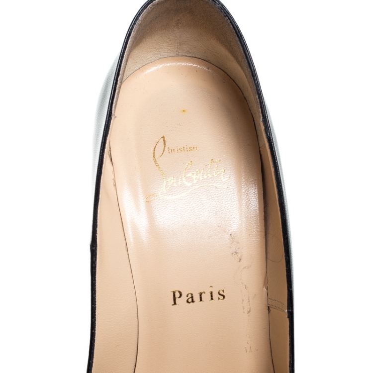 Pre Owned Christian Louboutin Black Leather Daffodile Platform Pumps Size 39.5