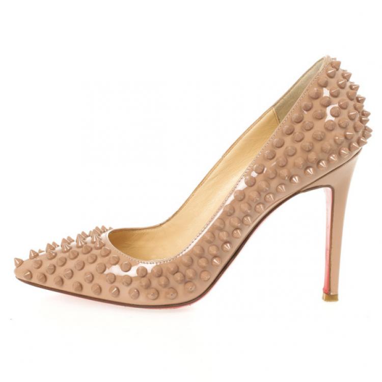 Nude Spiked Christian Louis Vuitton red bottoms used