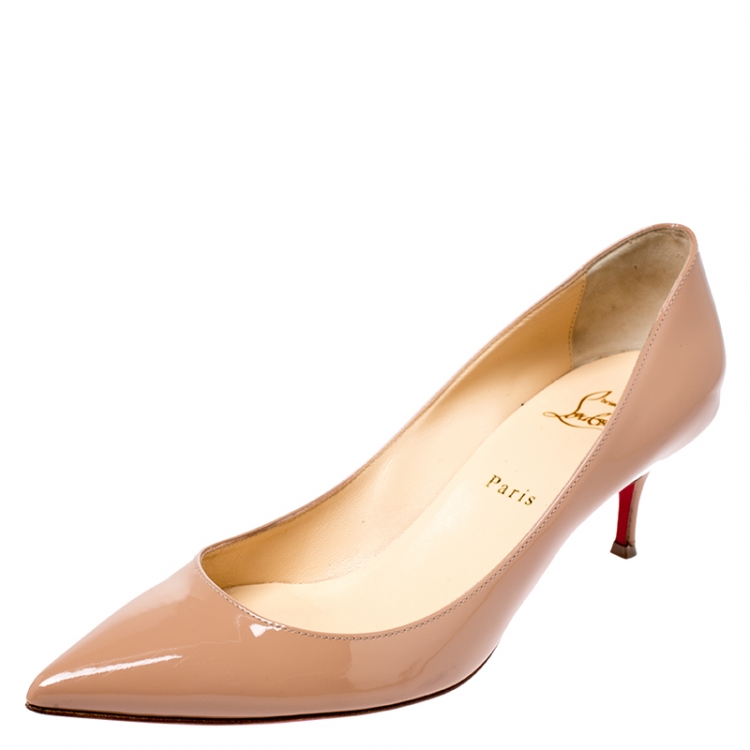 Pre Owned Christian Louboutin Beige Patent Leather So Kate Pointed Toe Pumps Size 40