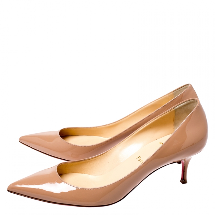 Pre Owned Christian Louboutin Beige Patent Leather So Kate Pointed Toe Pumps Size 40
