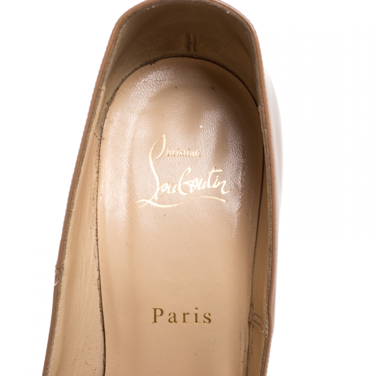 Pre Owned Christian Louboutin Beige Patent Leather So Kate Pointed Toe Pumps Size 39