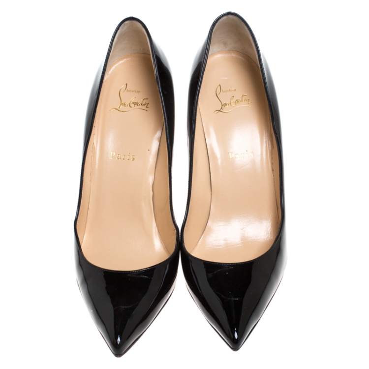 Pre Owned Christian Louboutin Black Patent Leather Pigalle Follies Pumps Size 40.5