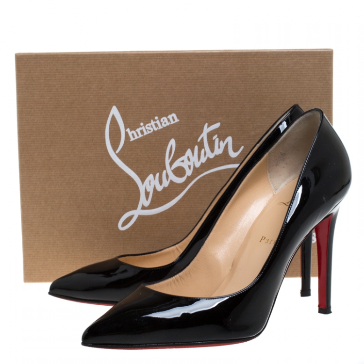 Pre Owned Christian Louboutin Black Patent Leather Pigalle Follies Pumps Size 40.5