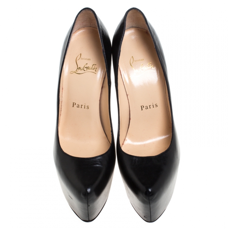 Pre Owned Christian Louboutin Black Leather Daffodile Platform Pumps Size 35