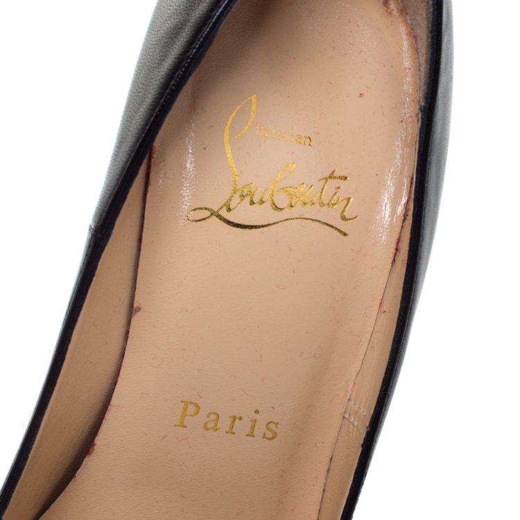 Pre Owned Christian Louboutin Black Leather Daffodile Platform Pumps Size 35