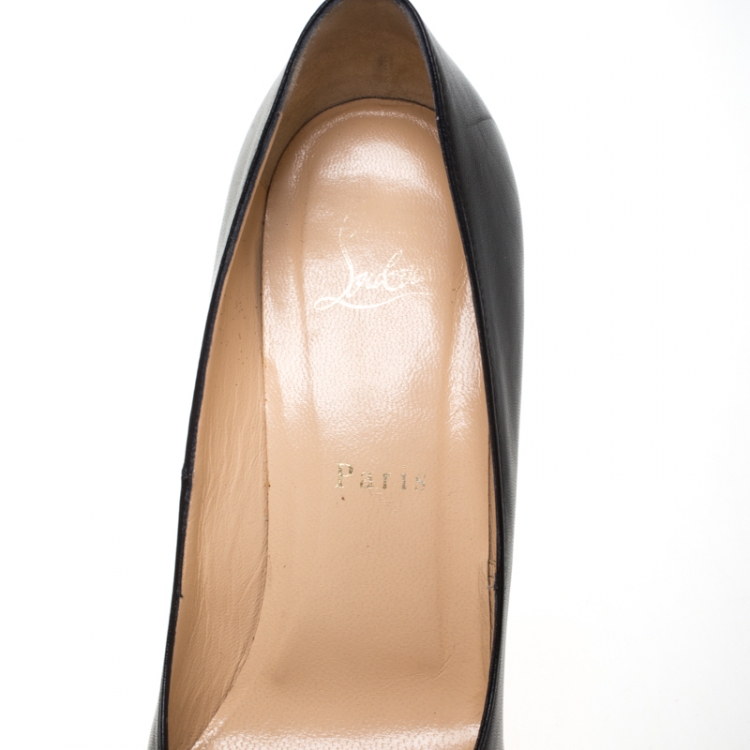 Pre Owned Christian Louboutin Black Leather Bianca Platform Pumps Size 37