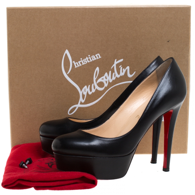 Pre Owned Christian Louboutin Black Leather Bianca Platform Pumps Size 37
