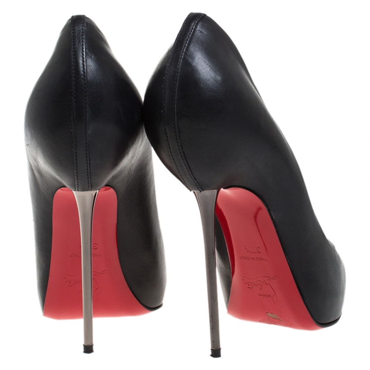 Pre Owned Christian Louboutin Black Leather Big Lips Pumps Size 37.5