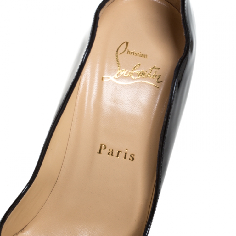Pre Owned Christian Louboutin Black Patent Leather Wawy Dolly Pumps Size 38