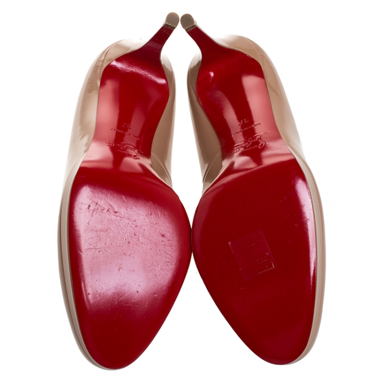 مملوكة مسبقًا Christian Louboutin Beige Patent Leather New Simple Pumps Size 37