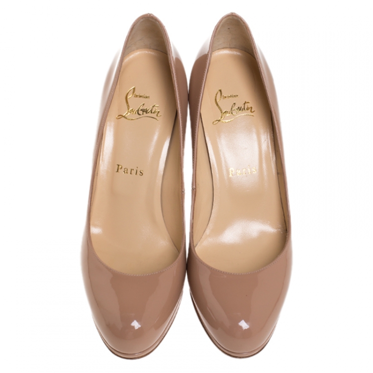 مملوكة مسبقًا Christian Louboutin Beige Patent Leather New Simple Pumps Size 37