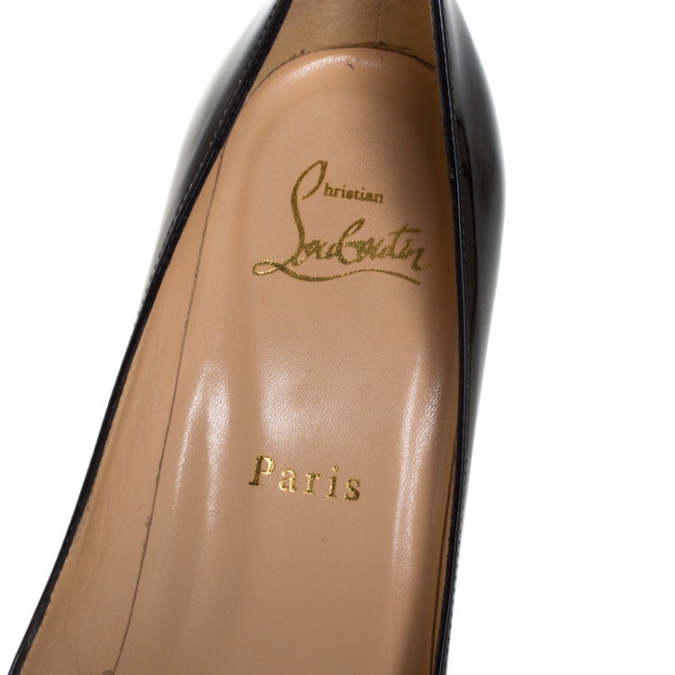 Pre Owned Christian Louboutin Black Patent Leather Miss Gena Pumps Size 37