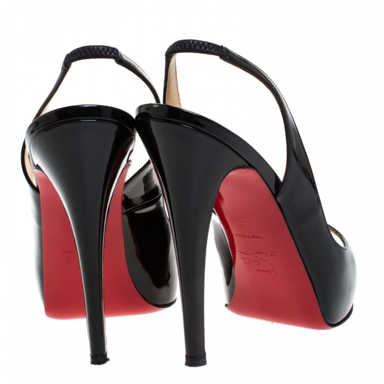Pre Owned Christian Louboutin Black Patent N°Prive Slingback Sandals Size 40