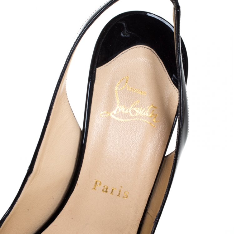 Pre Owned Christian Louboutin Black Patent N°Prive Slingback Sandals Size 40