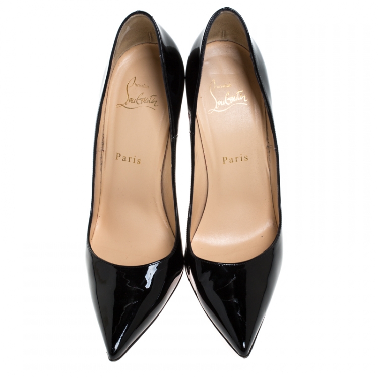 مملوكة مسبقًا Christian Louboutin Black Patent Leather So Kate Pointed Toe Pumps Size 38