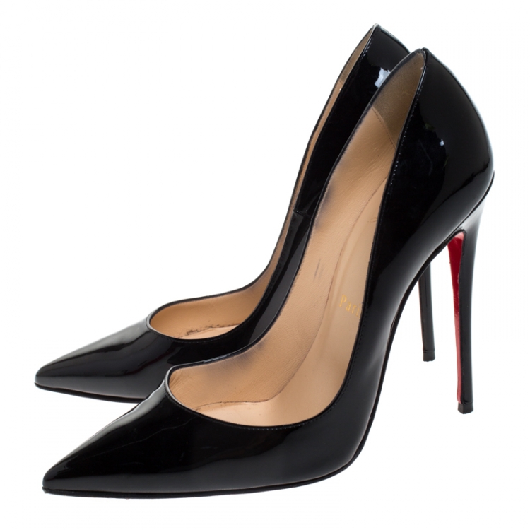 مملوكة مسبقًا Christian Louboutin Black Patent Leather So Kate Pointed Toe Pumps Size 38