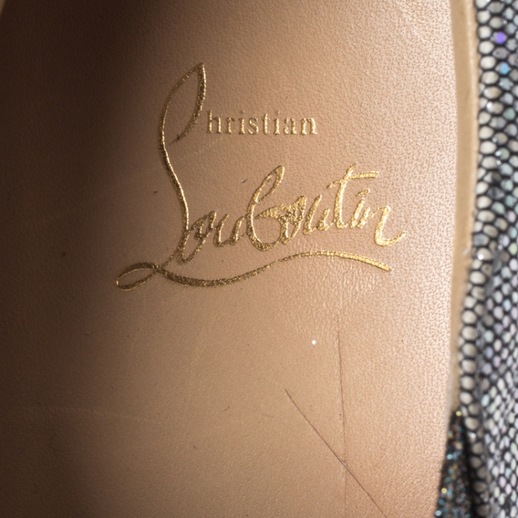 Pre Owned Christian Louboutin Multicolor Suede and Velvet Master Key On Fire Slip On Sneakers Size 38.5