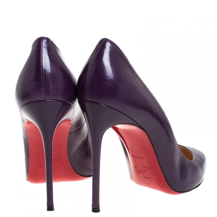 Pre Owned Christian Louboutin Purple Leather Fifille Pumps Size 38.5