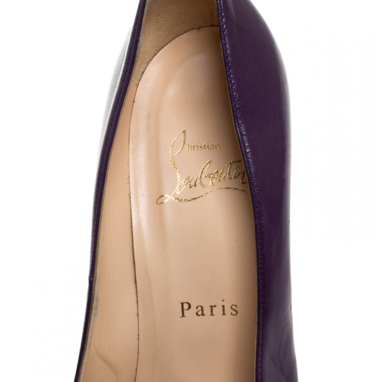 Pre Owned Christian Louboutin Purple Leather Fifille Pumps Size 38.5