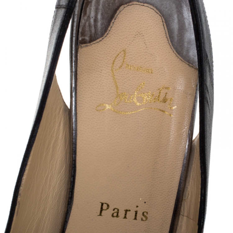 Pre Owned Christian Louboutin Black Leather Very Croise Slingback Platform Sandals Size 40
