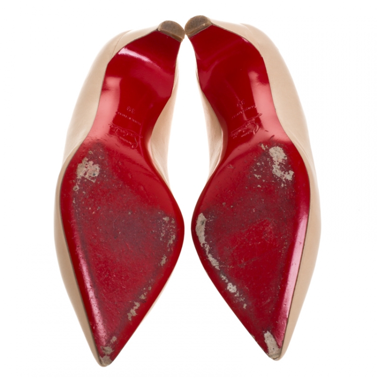 مملوكة مسبقًا Christian Louboutin Beige Leather Pigalle 45 Pumps Size 39