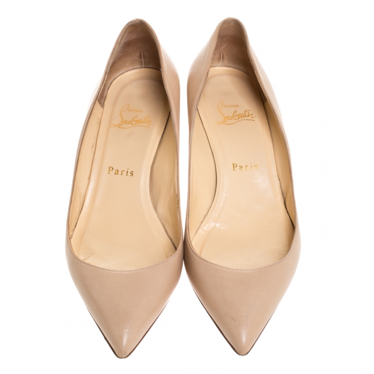 مملوكة مسبقًا Christian Louboutin Beige Leather Pigalle 45 Pumps Size 39
