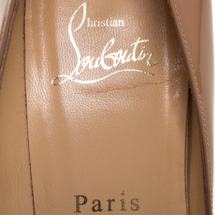 مملوكة مسبقًا Christian Louboutin Beige Patent Leather Pigalle Pointed Toe Pumps Size 36.5