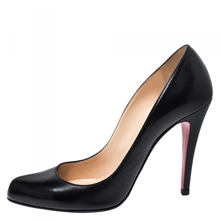 Pre Owned Christian Louboutin Black Leather Decollete Pumps Size 37.5