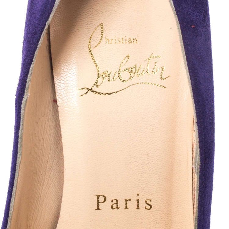 Pre Owned Christian Louboutin Purple Suede Daffodile Platform Pumps Size 35.5