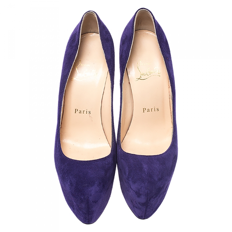 Pre Owned Christian Louboutin Purple Suede Daffodile Platform Pumps Size 35.5